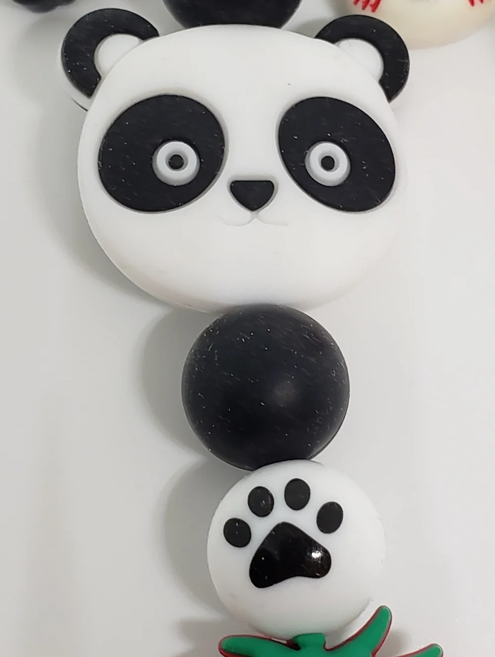 Handmade Silicone Focal Beaded Kawaii Strawberry Panda Keychain